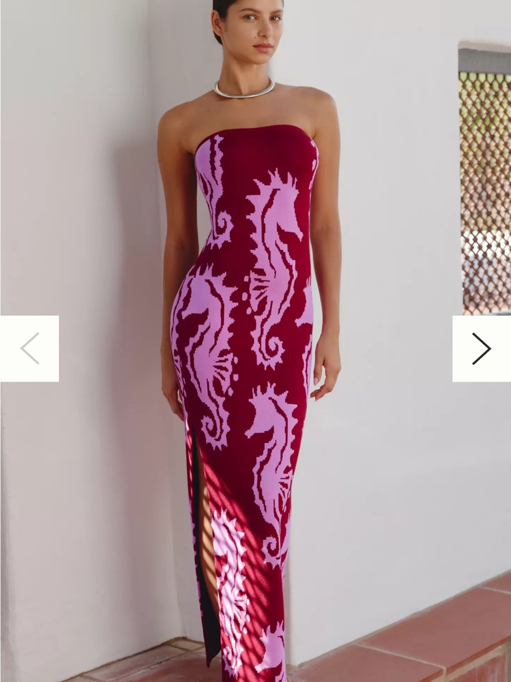 Anthropologie Strapless Burgundy & Light Pink Maxi Dress